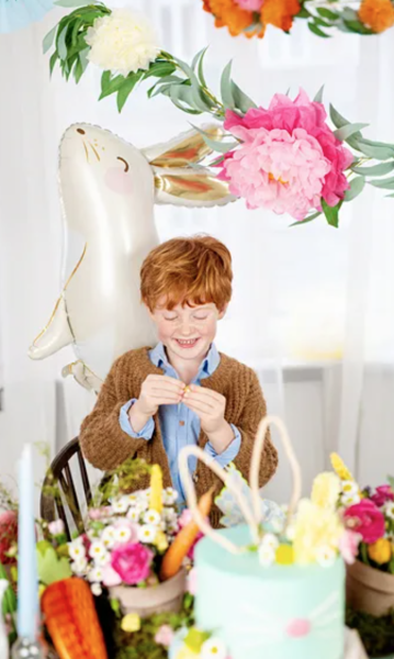 XL Folienballon Figur - Hase, goldene Ohren - 70cm x 71,5cm